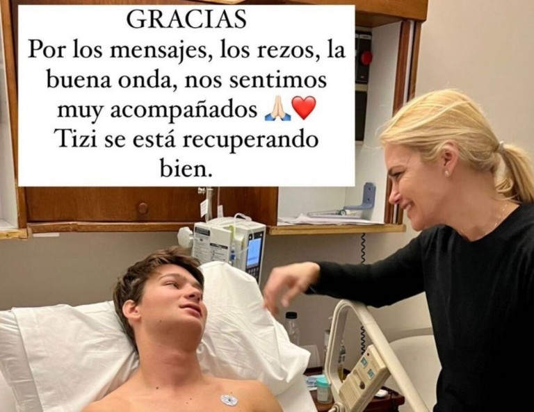 Valeria Mazza publicó una foto con su hijo Tiziano tras la operación