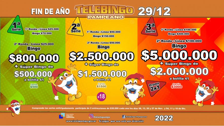 Telebingo Pampeano de Fin de Año sortea premios millonarios