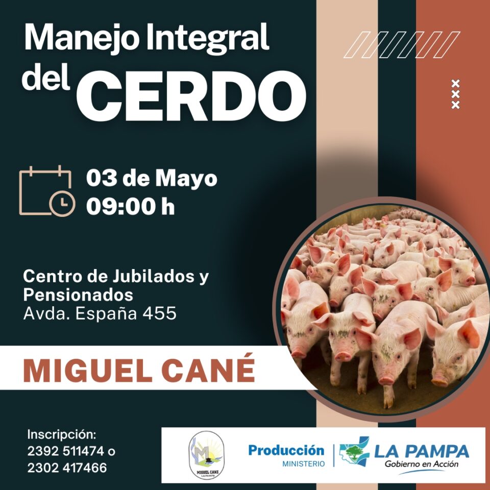 Producción anunció capacitación en «Manejo Integral del Cerdo»